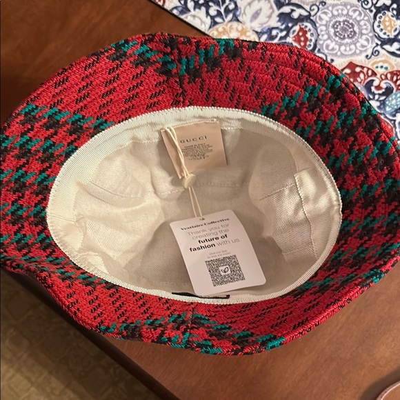 Gucci Red and Green Houndstooth Bucket Hat - Picture 5 of 6